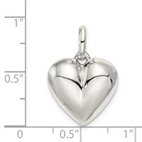 Sterling Silver Puffed Heart Charm view 3
