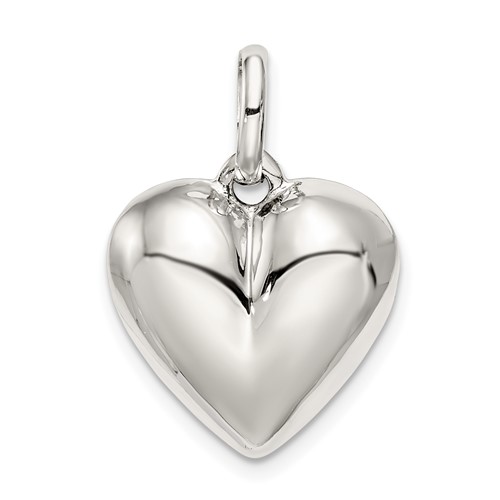 Sterling Silver Polished 16mm Puffed Heart Charm