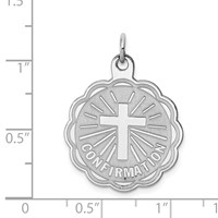 Sterling Silver Rhodium-plated Confirmation Disc Charm view 4