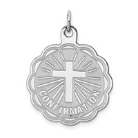Sterling Silver Rhodium-plated Confirmation Disc Charm view 1