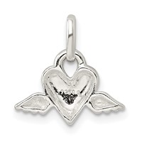 Sterling Silver Heart Charm with Wings view 4