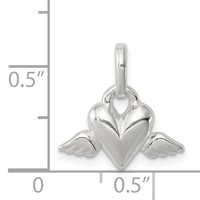 Sterling Silver Heart Charm with Wings view 3