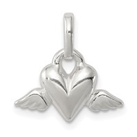 Sterling Silver Heart Charm with Wings view 1