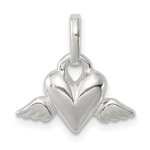 Sterling Silver Heart Charm with Wings