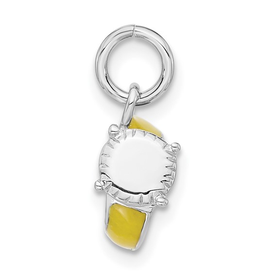 Sterling Silver Rhodium-plated & Yellow Enameled Ring Charm