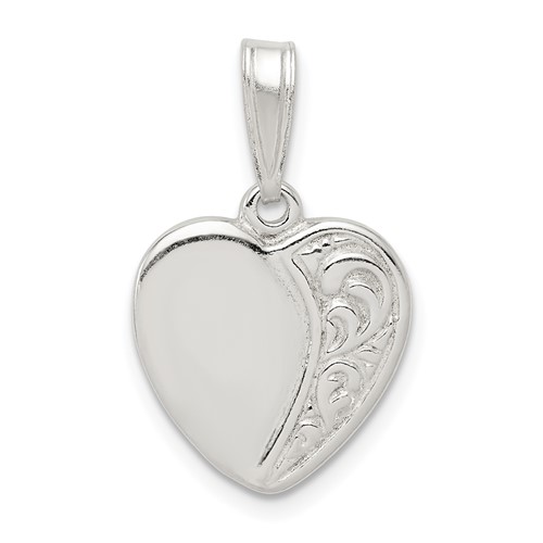 Sterling Silver Swirl Design Heart Pendant