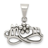 Sterling Silver Antiqued Mom Charm view 1