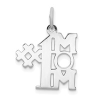 Sterling Silver Rhodium-plated Polished # 1 Mom Charm view 1
