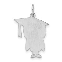 Sterling Silver Rhodium-plated Polished Graduation Owl Charm view 3