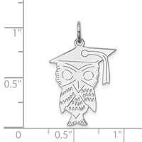 Sterling Silver Rhodium-plated Polished Graduation Owl Charm view 4