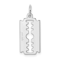 Sterling Silver Rhodium-plated Razor Blade Polished Charm view 4