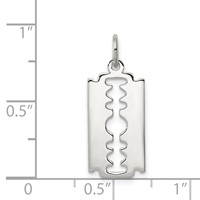 Sterling Silver Rhodium-plated Razor Blade Polished Charm view 3