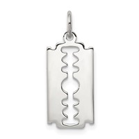 Sterling Silver Rhodium-plated Razor Blade Polished Charm view 1