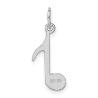 Sterling Silver Rhodium-plated Musical Note Polished Charm view 3