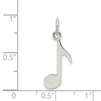 Sterling Silver Rhodium-plated Musical Note Polished Charm view 4