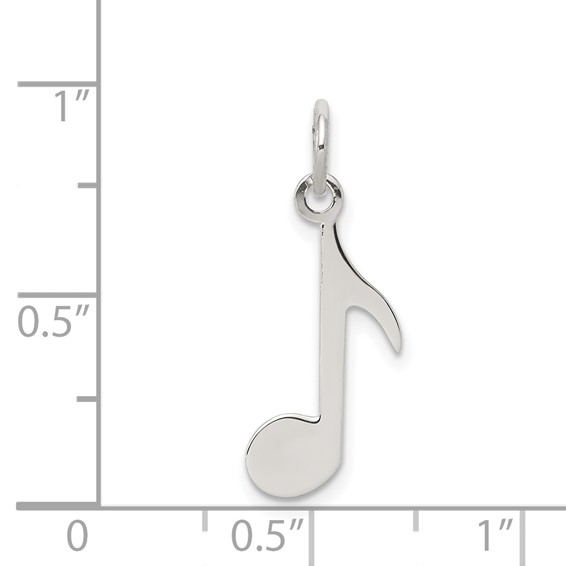 Sterling Silver Rhodium-plated Musical Note Polished Charm