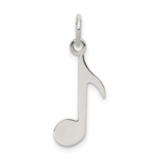 Sterling Silver Rhodium-plated Musical Note Polished Charm