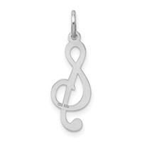 Sterling Silver Rhodium-plated Treble Clef Polished Charm view 3