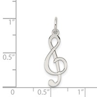 Sterling Silver Rhodium-plated Treble Clef Polished Charm view 4