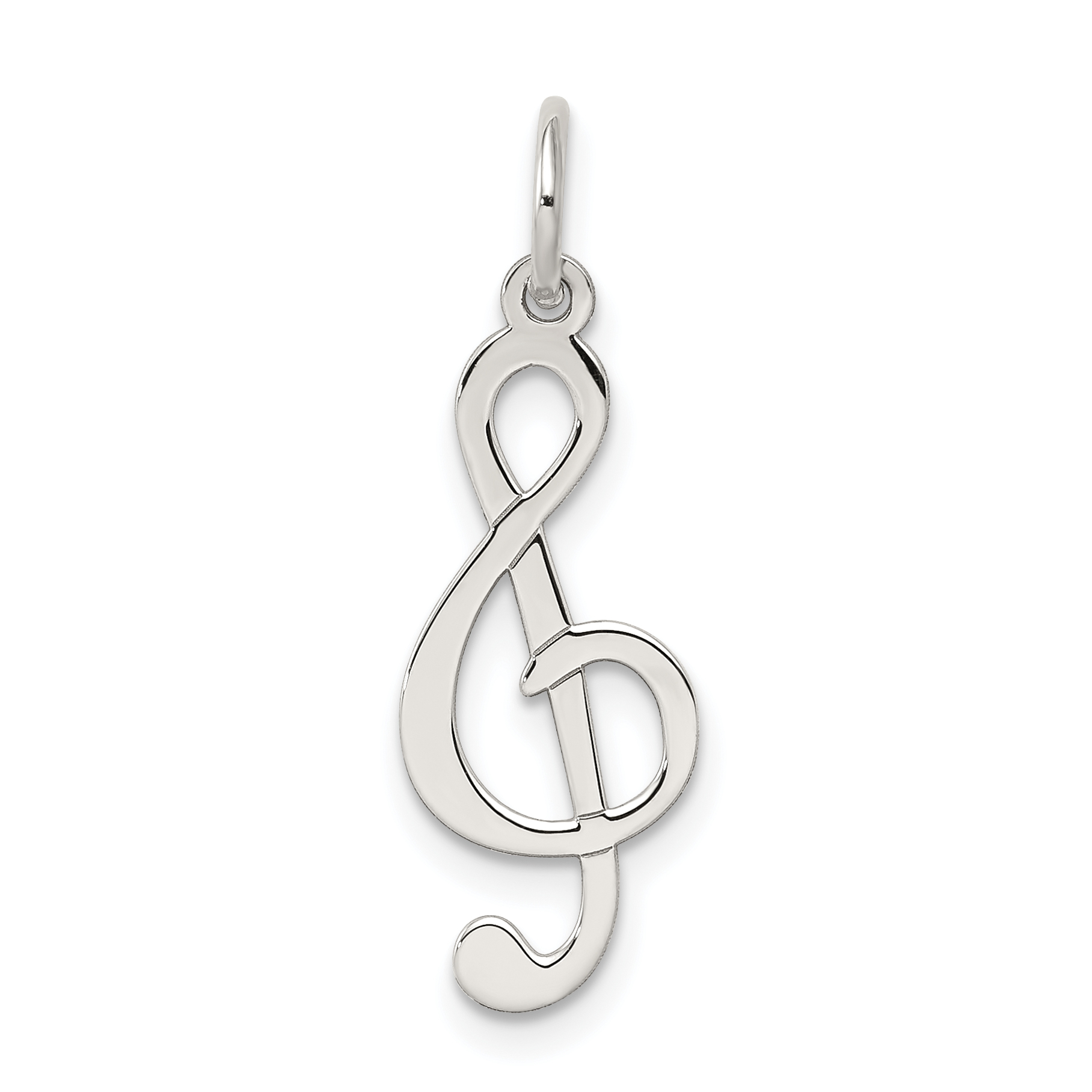 Sterling Silver Rhodium-plated Treble Clef Polished Charm (QC3761)