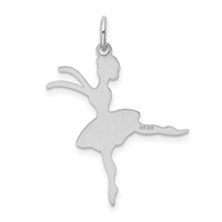 Sterling Silver Rhodium-plated Ballerina Polished Charm view 3