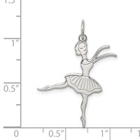 Sterling Silver Rhodium-plated Ballerina Polished Charm view 4