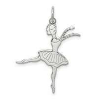 Sterling Silver Rhodium-plated Ballerina Polished Charm view 1