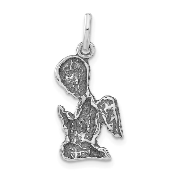 Sterling Silver Polished & Antiqued Angel Charm