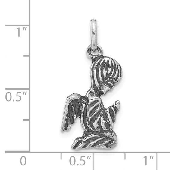 Sterling Silver Polished & Antiqued Angel Charm