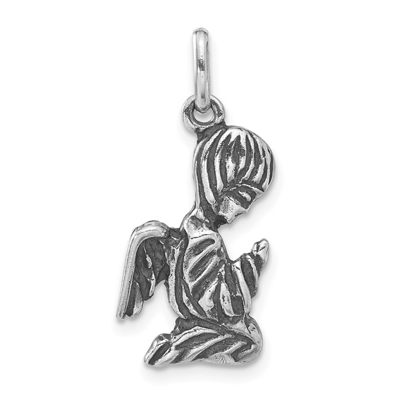 Sterling Silver Polished & Antiqued Angel Charm
