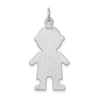 Sterling Silver Rhodium-plated Diamond-cut Polished Front Satin Back Engravable Boy Disc Charm view 4