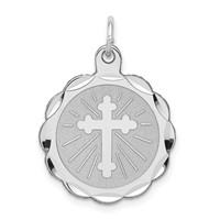 Sterling Silver Rhodium-plated Cross Disc Charm view 1