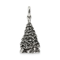 Sterling Silver Antiqued Christmas Tree Charm view 4
