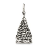 Sterling Silver Antiqued Christmas Tree Charm view 1