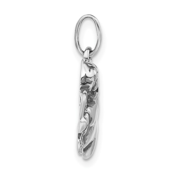Sterling Silver Polished & Antiqued Angel Pendant