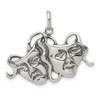Sterling Silver Antiqued Comedy Tragedy Charm view 1