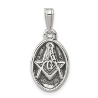 Sterling Silver Antiqued Masonic Charm view 1