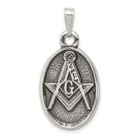 Sterling Silver Antiqued Masonic Pendant view 1