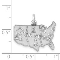 Sterling Silver Rhodium-plated United States Polished Charm view 4