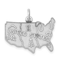 Sterling Silver Rhodium-plated United States Polished Charm view 1