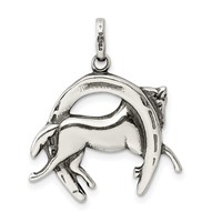 Sterling Silver Antiqued Horse in Horseshoe Charm view 4