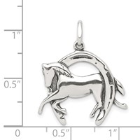 Sterling Silver Antiqued Horse in Horseshoe Charm view 3