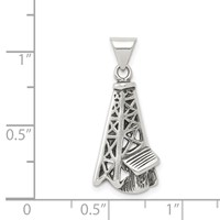 Sterling Silver Antiqued Oil Derrick Pendant view 3
