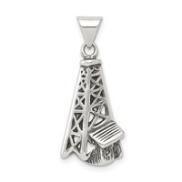 Sterling Silver Antiqued Oil Derrick Pendant view 1