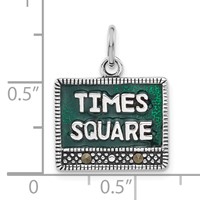 Sterling Silver Polished & Antiqued Marcasite Enameled Times Square Charm view 3