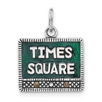 Sterling Silver Polished & Antiqued Marcasite Enameled Times Square Charm view 1