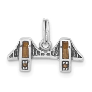 Sterling Silver Antiqued Enameled & Marcasite Bridge Charm