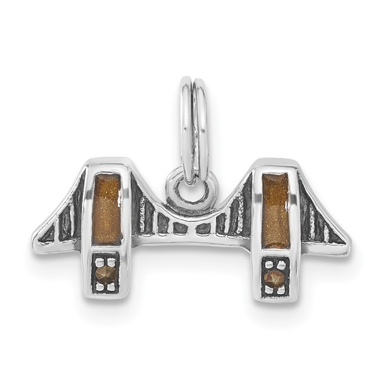 Sterling Silver Antiqued Enameled & Marcasite Bridge Charm