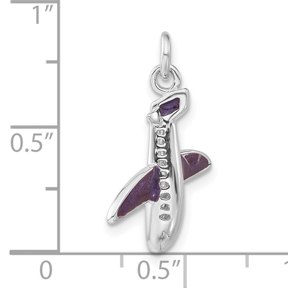 Sterling Silver Purple Enameled Airplane Charm