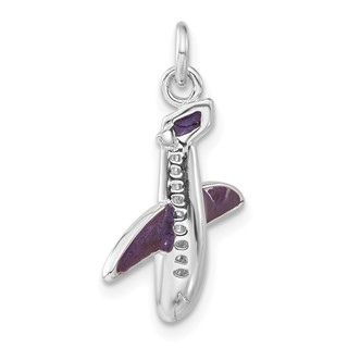 Sterling Silver Purple Enameled Airplane Charm